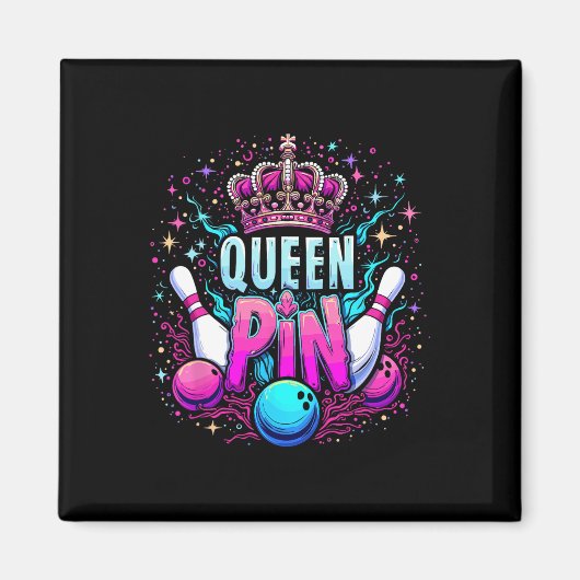 Koningin Pin Shirt Bowler Bowling Competitie Voor Magneet (Voorkant)