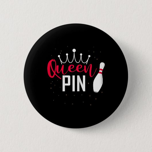 Koningin Pin Shirt Bowler Bowling Competitie Voor Ronde Button 5,7 Cm (Voorkant)