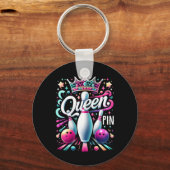 Koningin Pin Shirt Bowler Bowling Competitie Voor  Sleutelhanger (Voorkant)