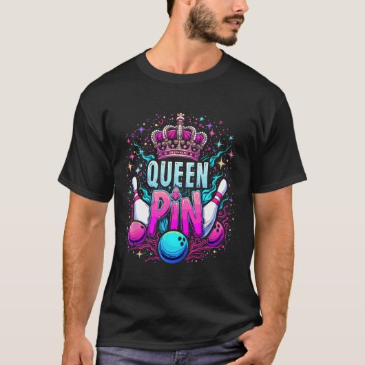 Koningin Pin Shirt Bowler Bowling League Voor Bowl (Voorkant)