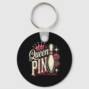 Koningin Pin Shirt Bowler Bowling League Voor Bowl Sleutelhanger