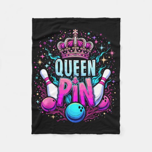 Koningin Pin Shirt Bowler Bowlingcompetitie Voor B Fleece Deken (Voorkant)