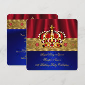 Koningin Red Crown Royal Blue Gold Birthday 4 Kaart (Voorkant / Achterkant)