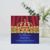 Koningin Red Crown Royal Blue Gold Birthday 4 Kaart (Staand voorkant)