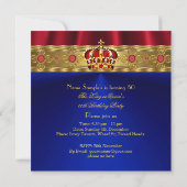 Koningin Red Crown Royal Blue Gold Birthday 4 Kaart (Achterkant)