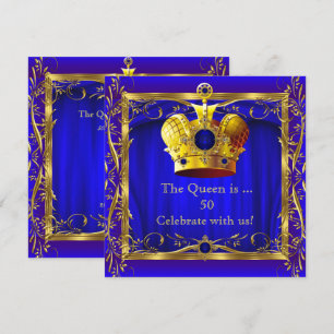 Koningin Royal Blauw Paars Goud 50ste Verjaardagsf Kaart