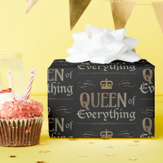 KONINGIN - Royalty Lettering Crown Cadeaupapier (Verjaardagsfeest)