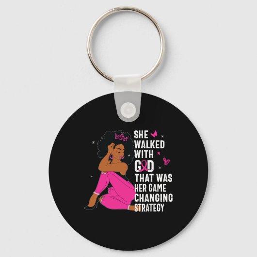 Koningin Roze Lint Borstkanker Bewustzijnsmaand WO Sleutelhanger (Voorkant)