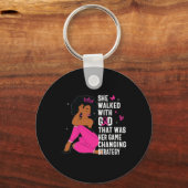 Koningin Roze Lint Borstkanker Bewustzijnsmaand WO Sleutelhanger (Voorkant)