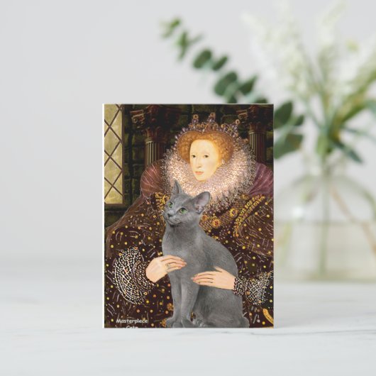 Koningin - Russische blauwe kat Briefkaart (Staand voorkant)