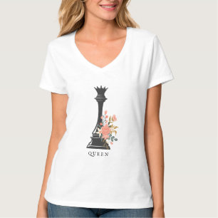 koningin   schaker   bloemenschaak t-shirt