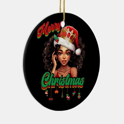 Koningin Sinterklaas Amerikaans Afrikaans Kerstmis Keramisch Ornament (Rechts)