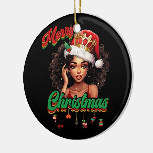 Koningin Sinterklaas Amerikaans Afrikaans Kerstmis Keramisch Ornament (Links)