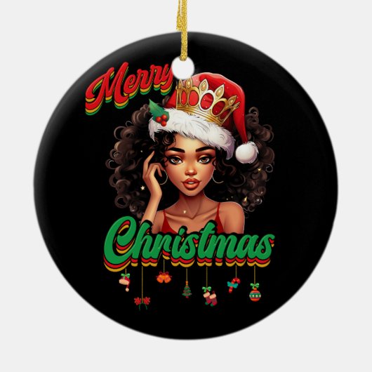 Koningin Sinterklaas Amerikaans Afrikaans Kerstmis Keramisch Ornament (Achterkant)