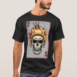Koningin Skull en King - 22 Kaart Harten Vlaag Paa T-shirt