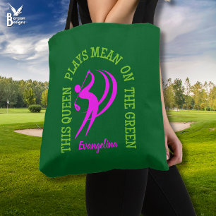 KONINGIN SPEELT MEAN ON THE GREEN Vrouwelijke Golf Tote Bag