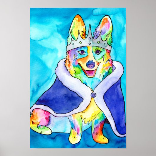 Koningin Splooty Regenboog Corgi Poster (Voorkant)