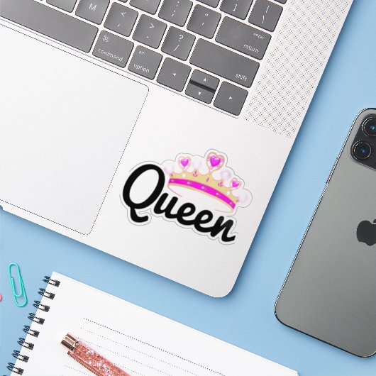 Koningin Sticker (Laptop met iPhone)