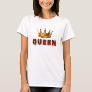 Koningin tekst ontwerp met vurige textuur t-shirt