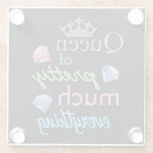 "Koningin van  alles" Glazen Onderzetter (Achterkant)