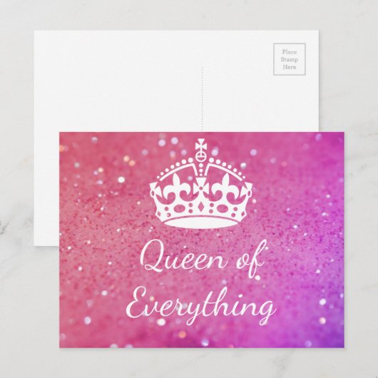 Koningin van alles het Roze Briefkaart Bokeh van (Voorkant / Achterkant)