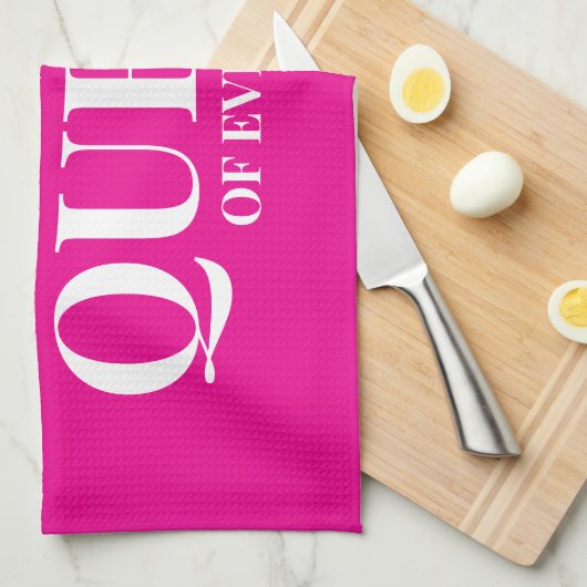 Koningin van alles neon roze keukenhanddoek cadeau (Quarter Fold)