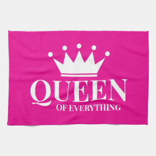 Koningin van alles neon roze keukenhanddoek cadeau