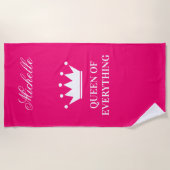 Koningin van alles wat prinseskroonhotneonroze is strandlaken (Voorkant)