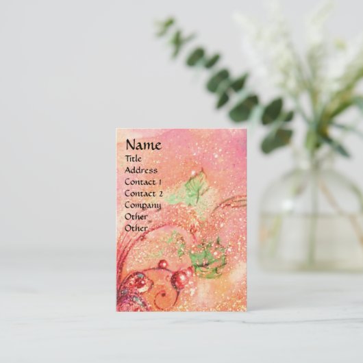 KONINGIN VAN ARCADIA, MAGISCH BUTTERFLY-PLANT, roz Visitekaartje (Staand voorkant)