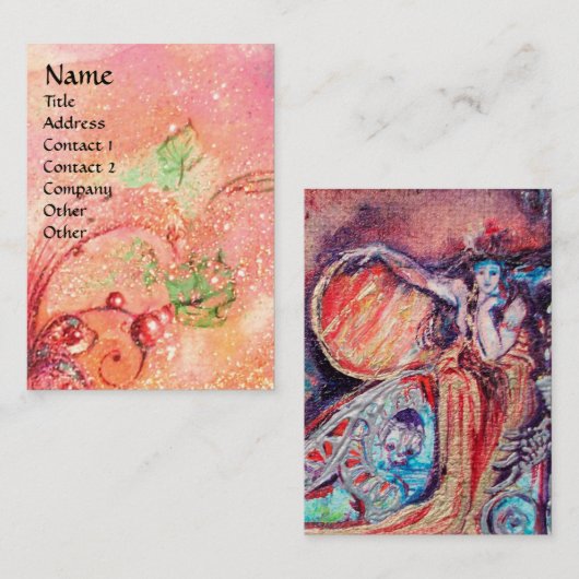 KONINGIN VAN ARCADIA, MAGISCH BUTTERFLY-PLANT, roz Visitekaartje (Voorkant / Achterkant)