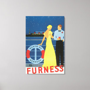 Koningin van Bermuda Furness Vintage Travel Poster Canvas Afdruk