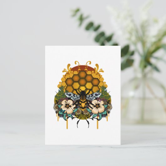 koningin van bijen briefkaart (Staand voorkant)