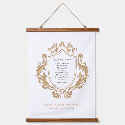 Koningin van Courage Healing Journey Poem Gold Bar Hangend Wandkleed (Voorkant)
