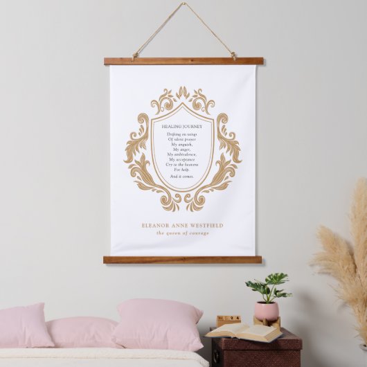 Koningin van Courage Healing Journey Poem Gold Bar Hangend Wandkleed (Slaapkamer)