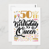 Koningin van de 50e verjaardag briefkaart (Voorkant / Achterkant)