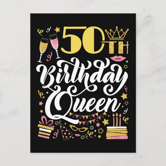 Koningin van de 50e verjaardag  briefkaart (Voorkant)