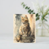 Koningin van de baars kat in Waterverf Feestdagenkaart (Staand voorkant)