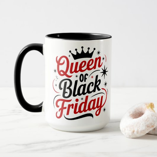 Koningin van de Black Friday-winkeldag Mok (Met donut)