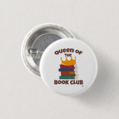Koningin van de boekenclub Leuk leesontwerp Ronde Button 3,2 Cm (Voorkant /achterkant)