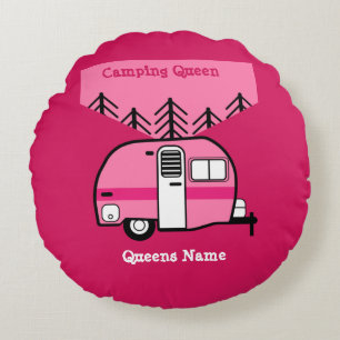 Koningin van de Camper - Funny Camping RV Caravan  Rond Kussen