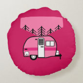 Koningin van de Camper - Funny Camping RV Caravan  Rond Kussen (Achterkant)