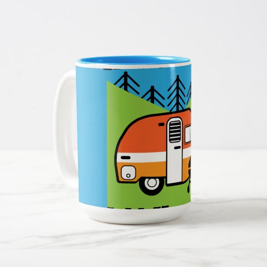 Koningin van de Camper - Funny Camping RV Caravan Tweekleurige Koffiemok (Voorkant links)