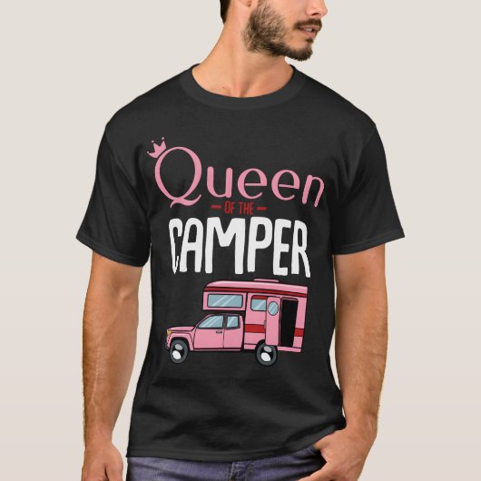Koningin Van De Camper Grappige Camping Auto Vakan T-shirt (Voorkant)