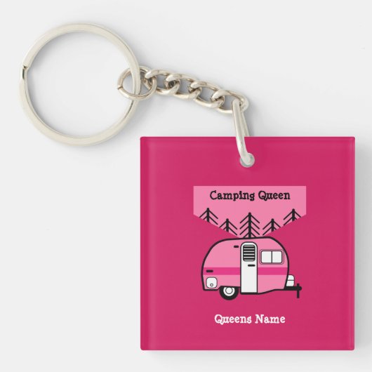 Koningin van de Camper - Grappige Camping RV Carav Sleutelhanger (Voorkant)