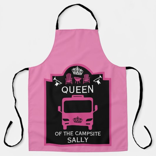 Koningin van de camping schort (Voorkant)