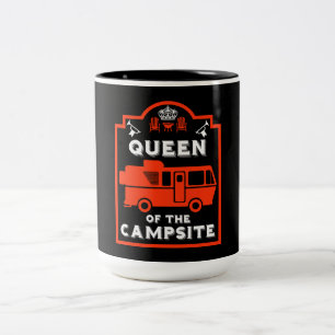 Koningin van de camping tweekleurige koffiemok