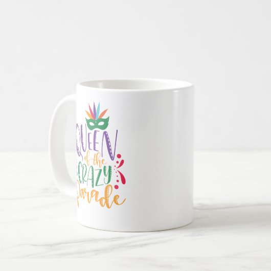 Koningin van de Crazy Parade Mardi Gras Mok (Voorkant links)