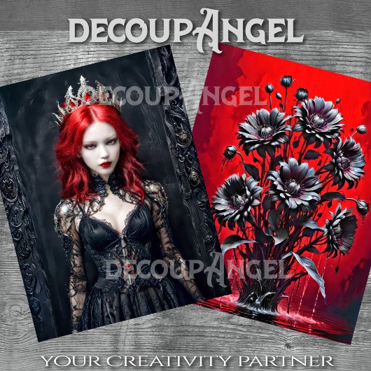 Koningin van de Duisternis - Decoupage - Tissuepapier