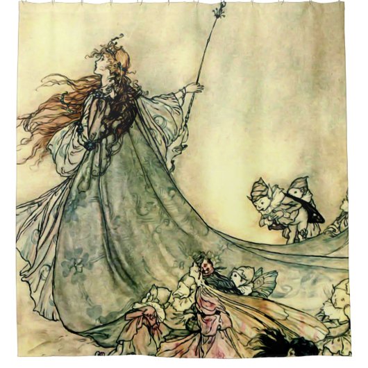 “Koningin van de feeën” door Arthur Rackham Douchegordijn (Voorkant)