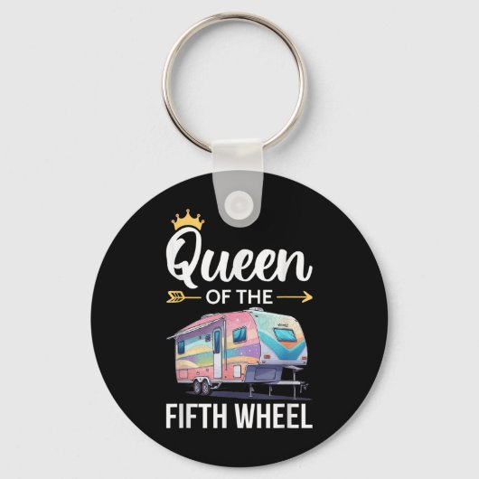 Koningin Van De Fifth Wheel Camping Liefde Camper Sleutelhanger (Voorkant)